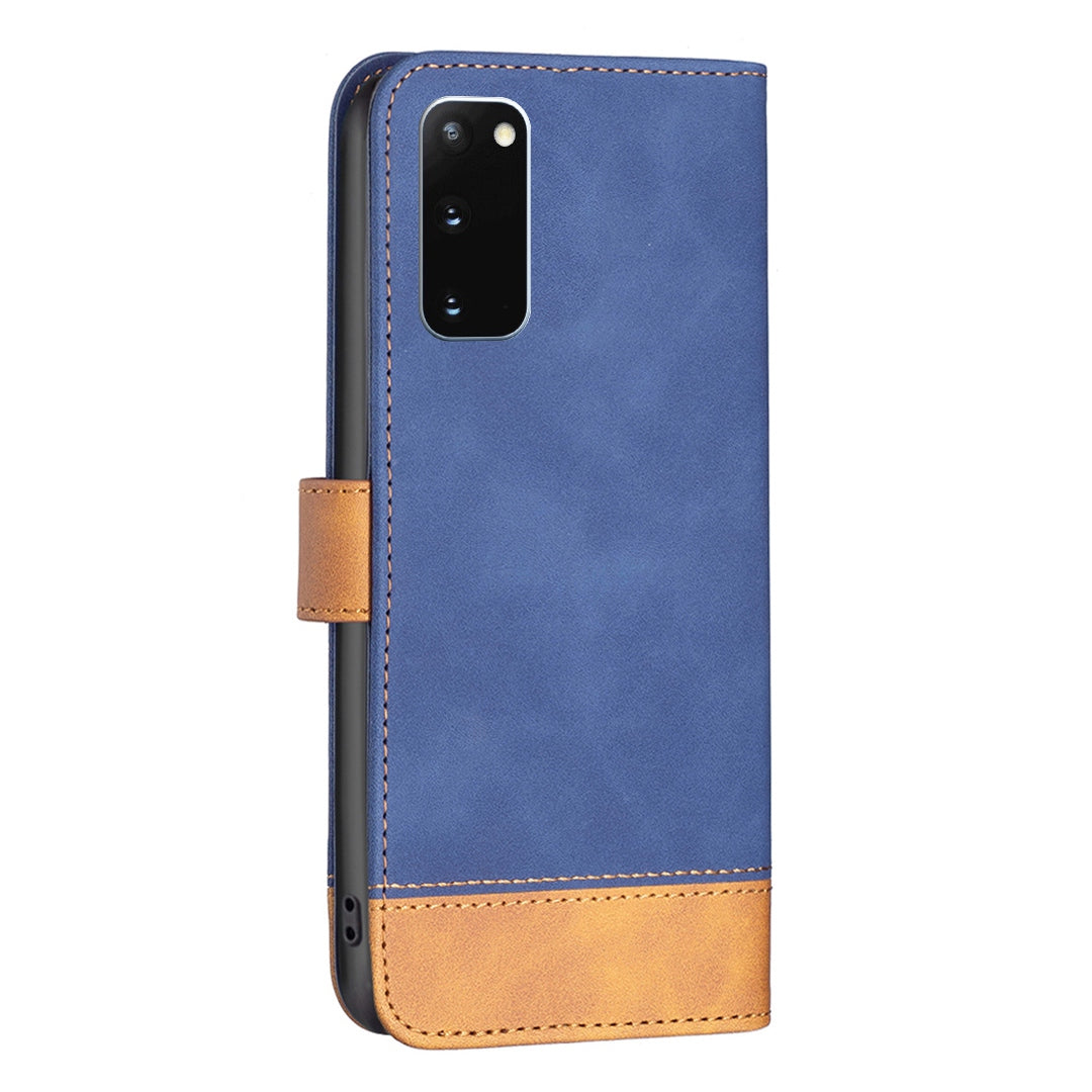 BINFEN COLOR BF Leather Case Series-7 for Samsung Galaxy S20 4G/5G, Wallet Design Style 11 Matte Surface PU Leather Well-protected Case with Stand - Blue