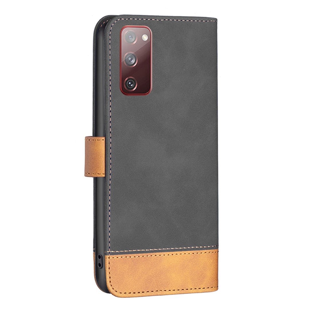 BINFEN COLOR BF Leather Case Series-7 for Samsung Galaxy S20 FE 2022/S20 FE 4G/5G/S20 Lite, Wallet Function Shockproof Style 11 Matte Surface PU Leather Phone Case with Stand - Black