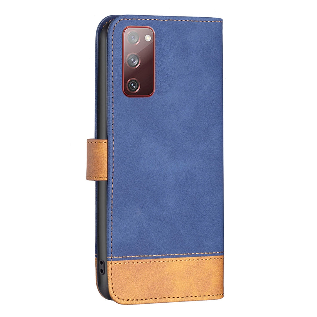 BINFEN COLOR BF Leather Case Series-7 for Samsung Galaxy S20 FE 2022/S20 FE 4G/5G/S20 Lite, Wallet Function Shockproof Style 11 Matte Surface PU Leather Phone Case with Stand - Blue