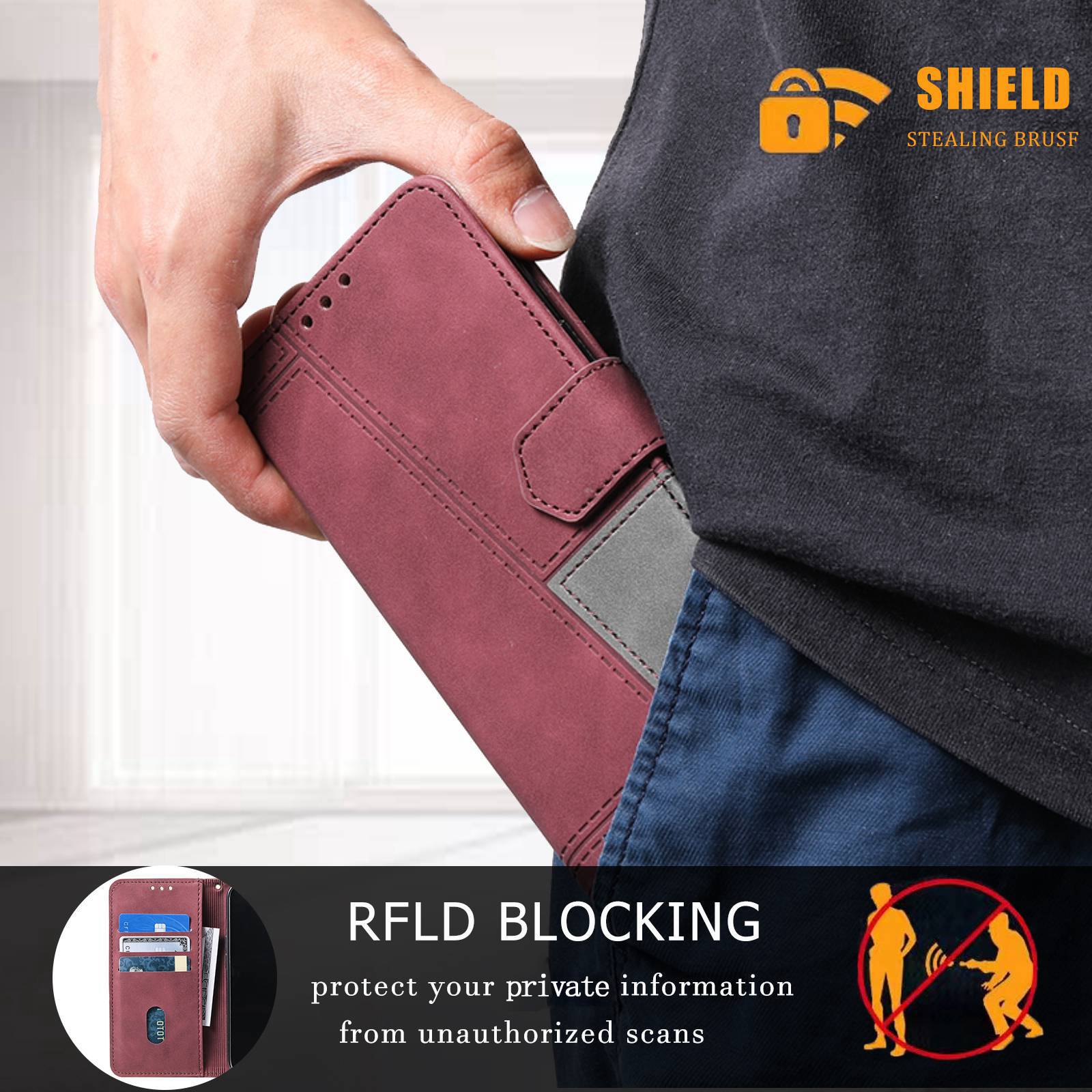 TTUDRCH For Samsung Galaxy S20 FE 2022/S20 FE/S20 Fan Edition/S20 FE 5G/S20 Fan Edition 5G/S20 Lite 004 Splicing PU Leather RFID Blocking Stand Wallet Phone Case with Strap - Wine Red