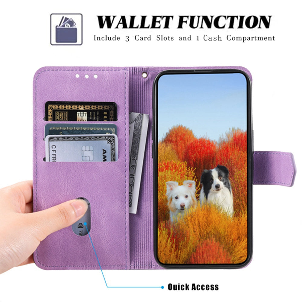 TTUDRCH For Samsung Galaxy S20 FE 2022/S20 FE/S20 Fan Edition/S20 FE 5G/S20 Fan Edition 5G/S20 Lite 004 Splicing PU Leather RFID Blocking Stand Wallet Phone Case with Strap - Purple