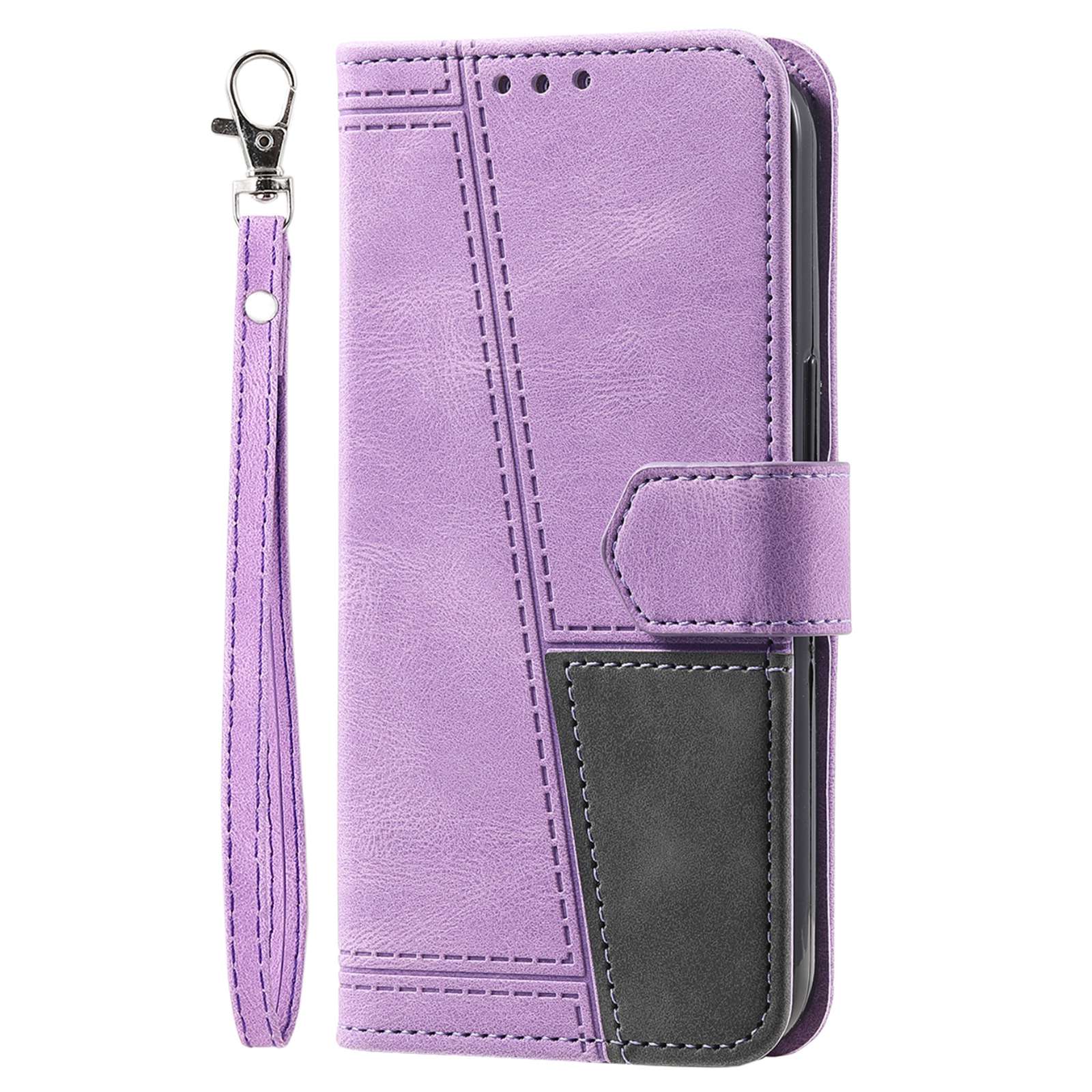 TTUDRCH For Samsung Galaxy S20 FE 2022/S20 FE/S20 Fan Edition/S20 FE 5G/S20 Fan Edition 5G/S20 Lite 004 Splicing PU Leather RFID Blocking Stand Wallet Phone Case with Strap - Purple