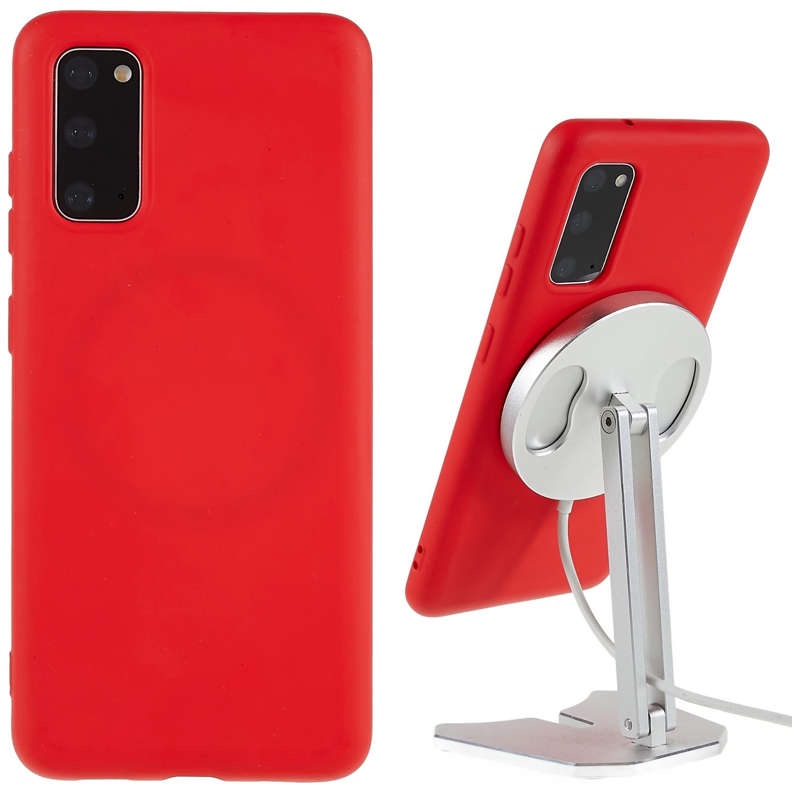 Liquid Series for Samsung Galaxy S20 4G / 5G Magnetic Case Liquid Silicone Soft TPU Scratch Resistant Cover - Red