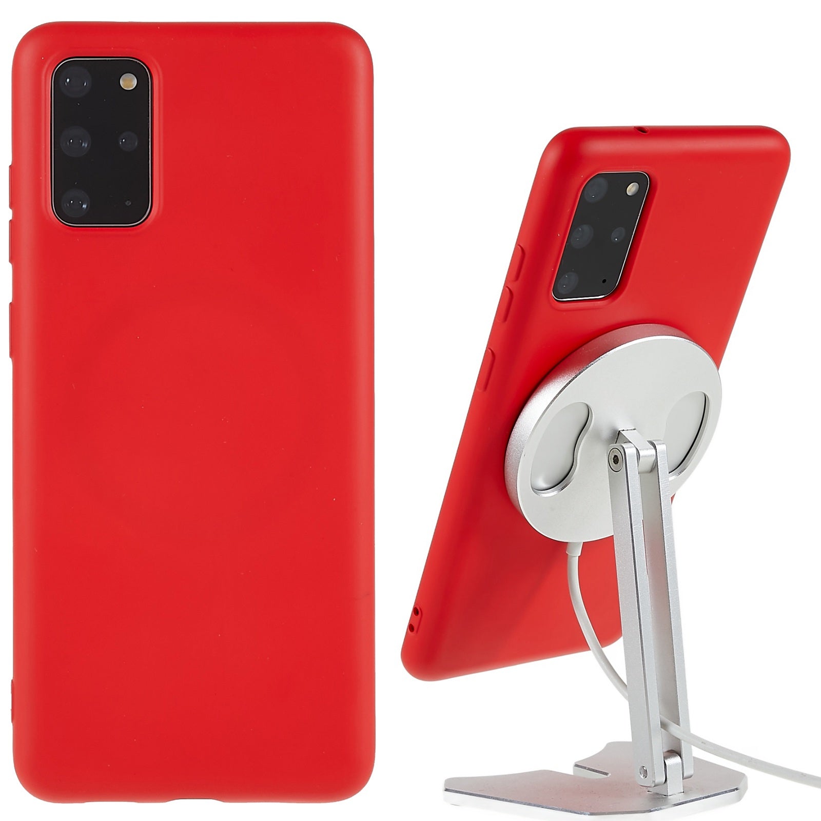 Liquid Series for Samsung Galaxy S20 Plus 4G / 5G Slim Magnetic Phone Cover Liquid Silicone TPU Edge Protective Anti-Scratch Case - Red