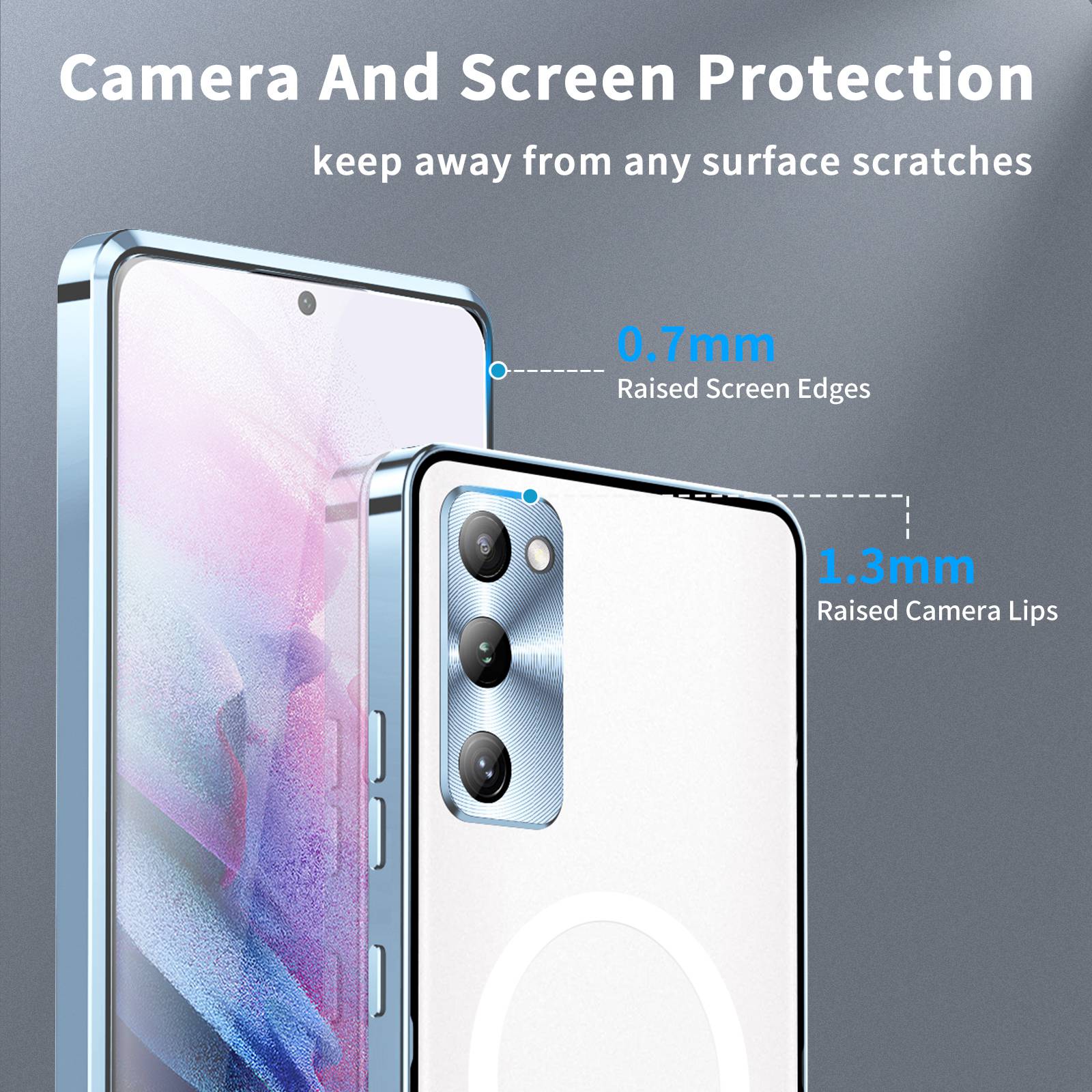 For Samsung Galaxy S20 FE 5G / S20 FE / S20 FE 2022 / S20 Lite Anti-drop Phone Cover TPU Back + Electroplating Metal Edge Integrated Lens Protection Matte Case - Blue