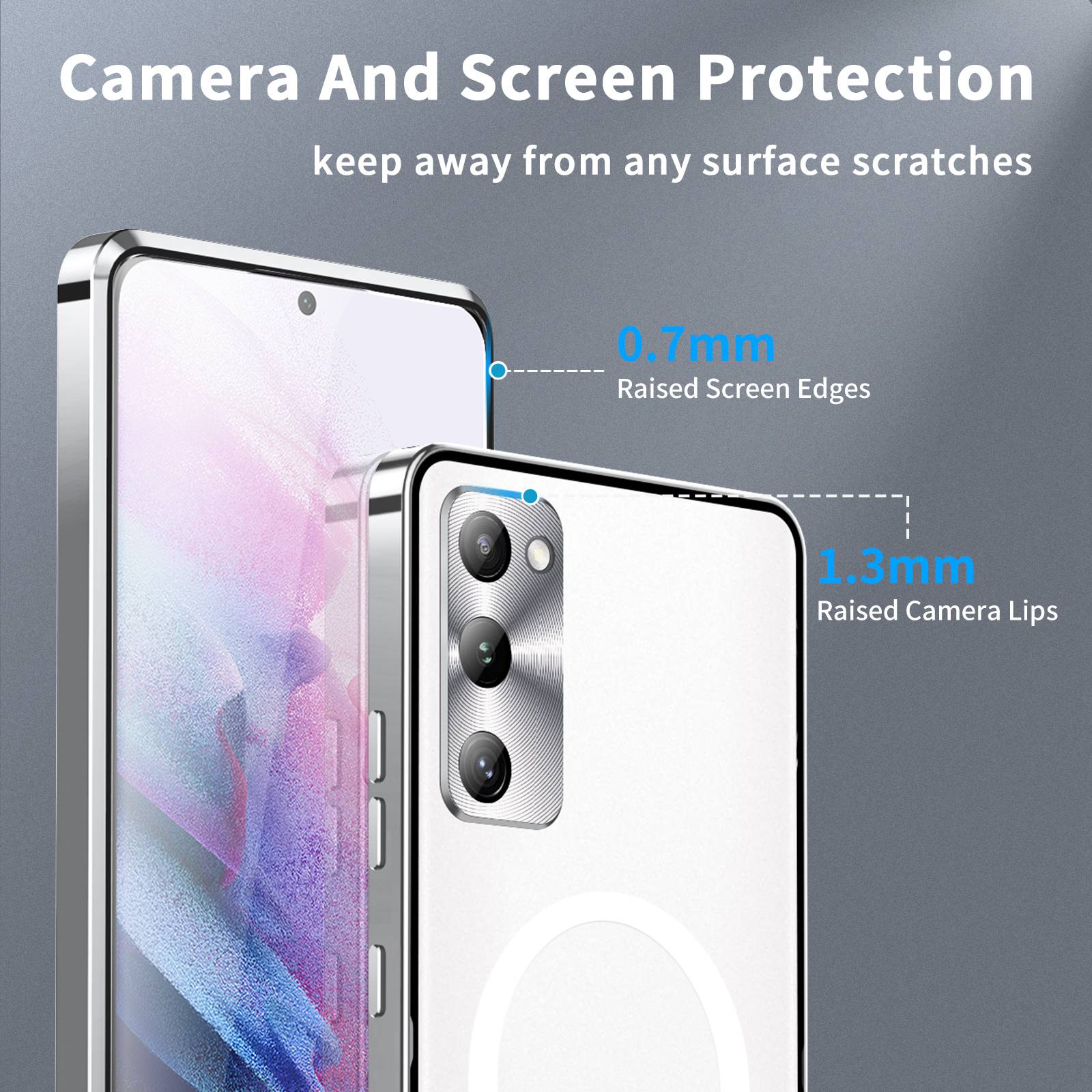 For Samsung Galaxy S20 FE 5G / S20 FE / S20 FE 2022 / S20 Lite Anti-drop Phone Cover TPU Back + Electroplating Metal Edge Integrated Lens Protection Matte Case - Silver