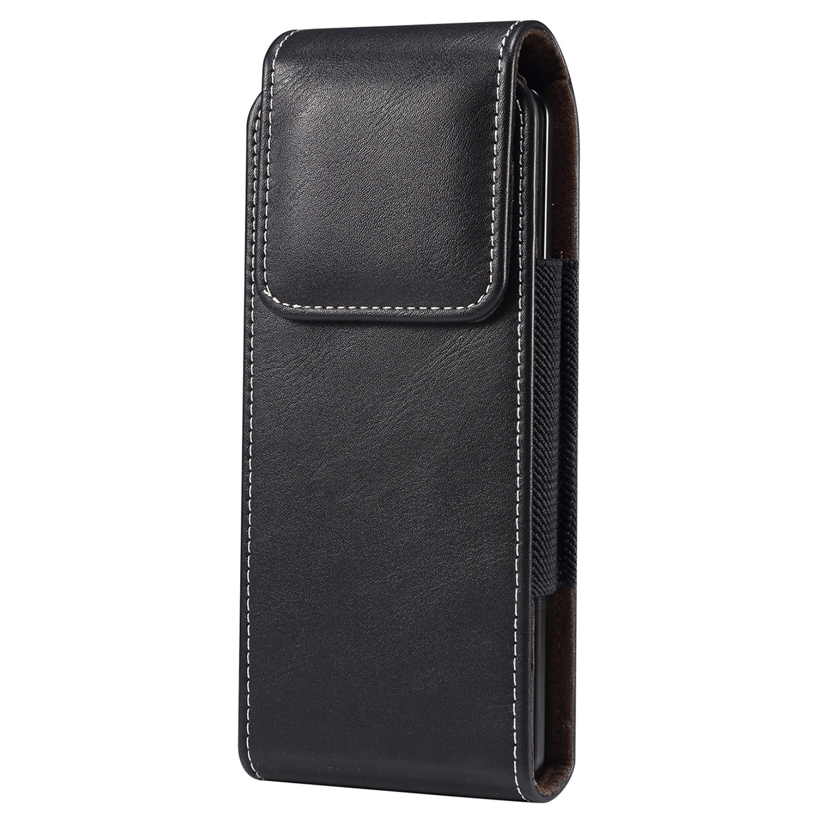 For Honor Magic Vs 5G / vivo X Fold2 Phone Holster Textured Microfiber Leather Belt Loop Waist Bag Vertical Flip Phone Belt Pouch - Black