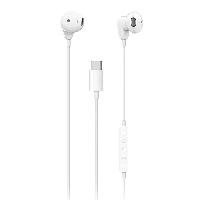 Wired Earphones Type-C Plug HIFI Stereo Half In-ear Headphones for Xiaomi Huawei, etc.