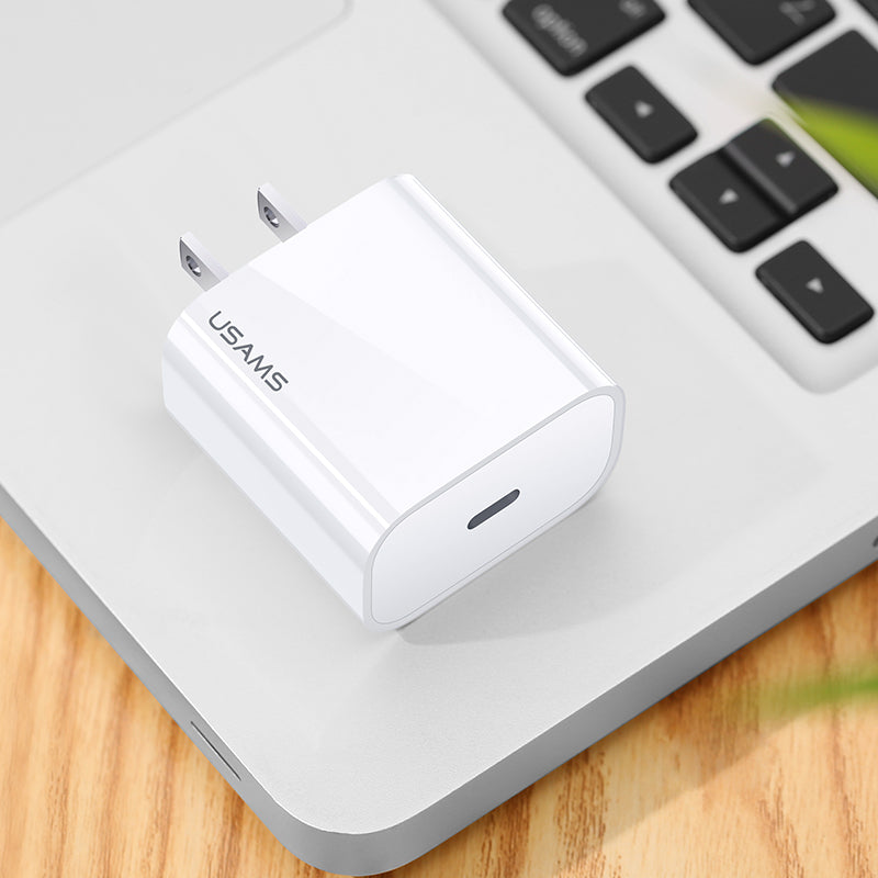 USAMS US-CC T34 PD Quick Charge Travel Charger 20W - US Plug