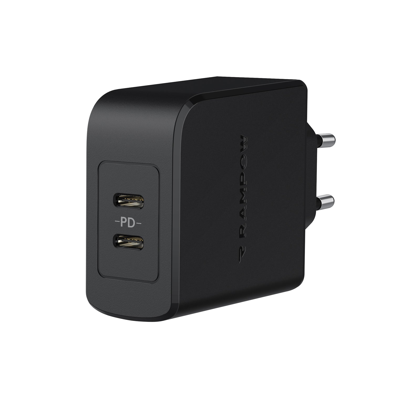 RAMPOW 36W Dual Port Type C Wall Charger with 30W Power Delivery 3.0 Fast Charging Power Adapter - Black, EU Plug