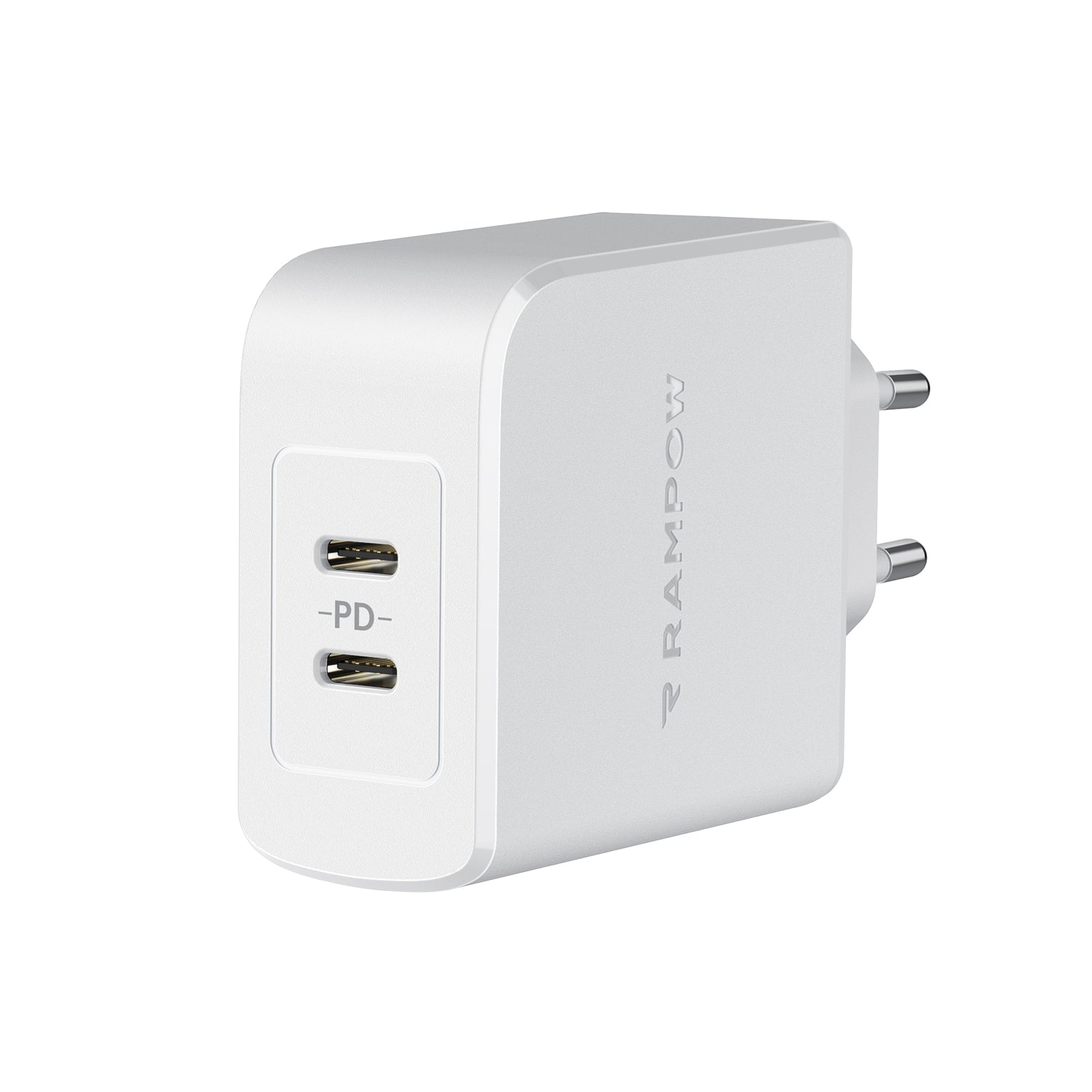 RAMPOW 36W Dual Port Type C Wall Charger with 30W Power Delivery 3.0 Fast Charging Power Adapter - White, EU Plug