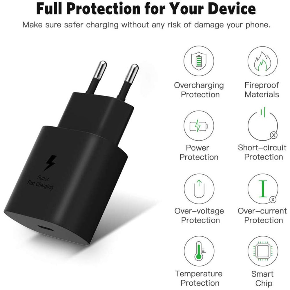 EP-TA800 25W PD Super Fast Charger Type C Travel Quick Charging Adapter EU Plug for Samsung Galaxy Note10 10+ S10 - Black