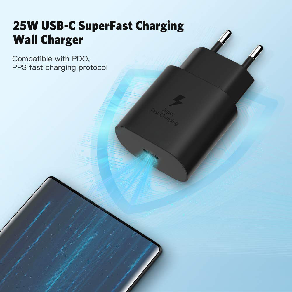 EP-TA800 25W PD Super Fast Charger Type C Travel Quick Charging Adapter EU Plug for Samsung Galaxy Note10 10+ S10 - Black