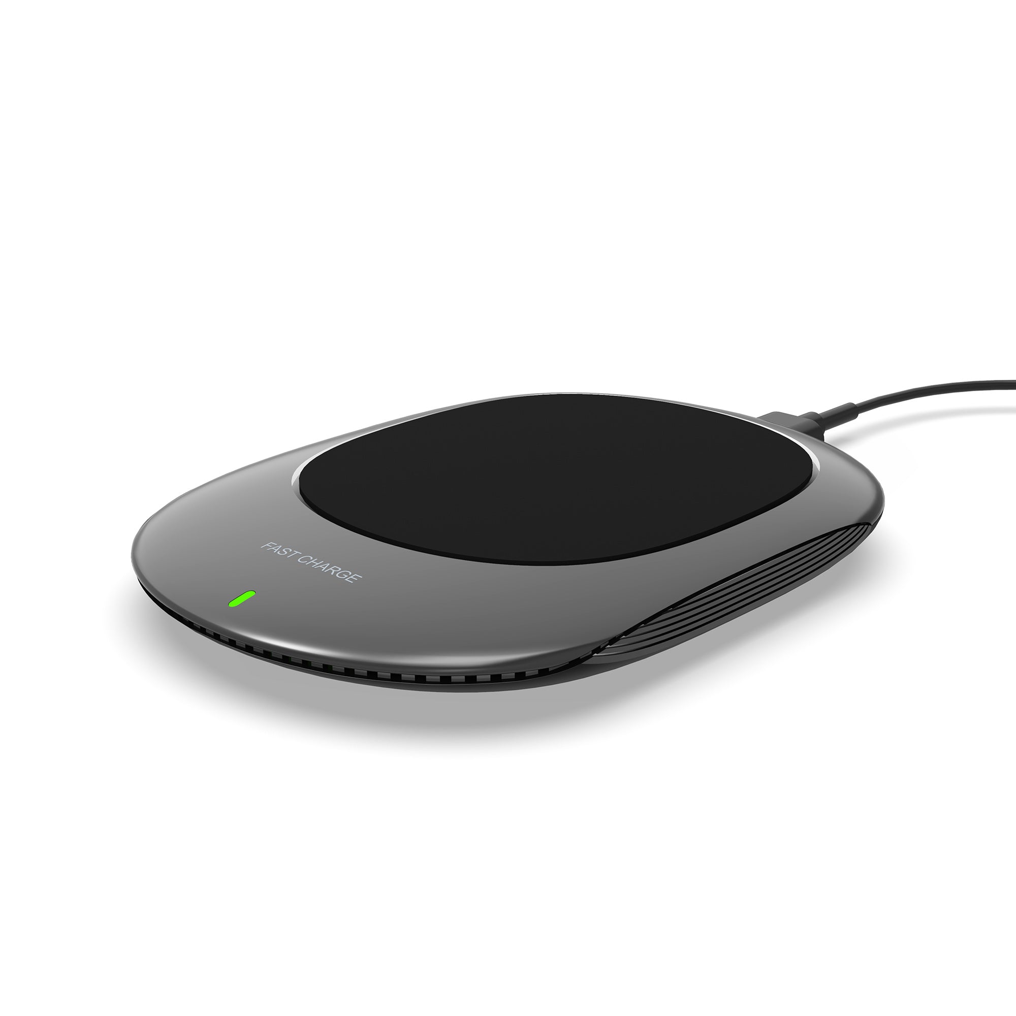 K300 15W Wireless Charger Anti-skid Fast Charging Station Portable Charging Pad for AirPods Pro/iPhone/Samsung/Huawei/Xiaomi - Black