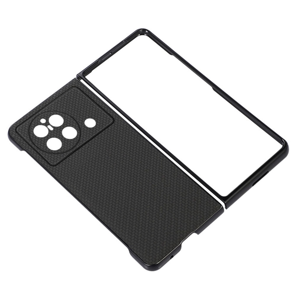 For vivo X Fold Carbon Fiber Texture Folding Phone Case Anti-scratch PU Leather Coated Hard PC Protective Cover - Black