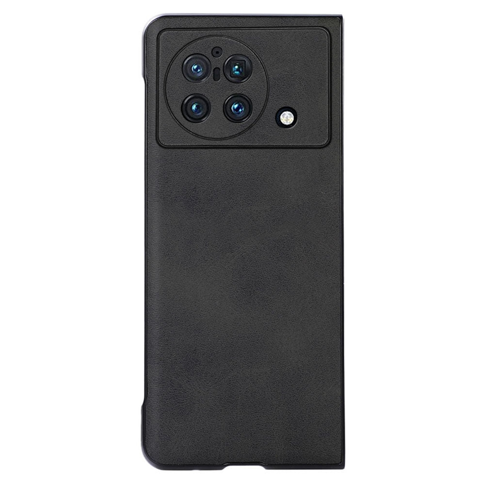 For vivo X Fold Textured PU Leather Coated Phone Case Shockproof TPU + PC Protective Cover - Black