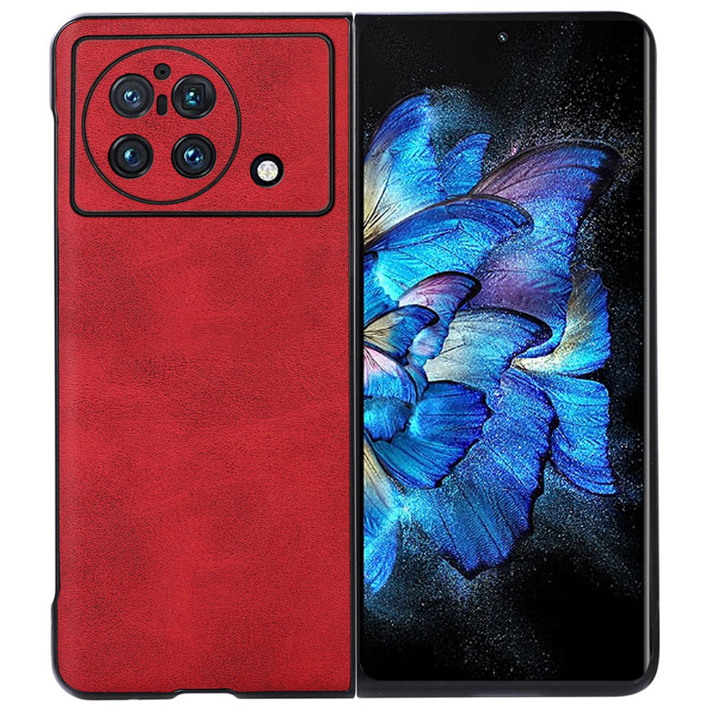 For vivo X Fold Textured PU Leather Coated Phone Case Shockproof TPU + PC Protective Cover - Red