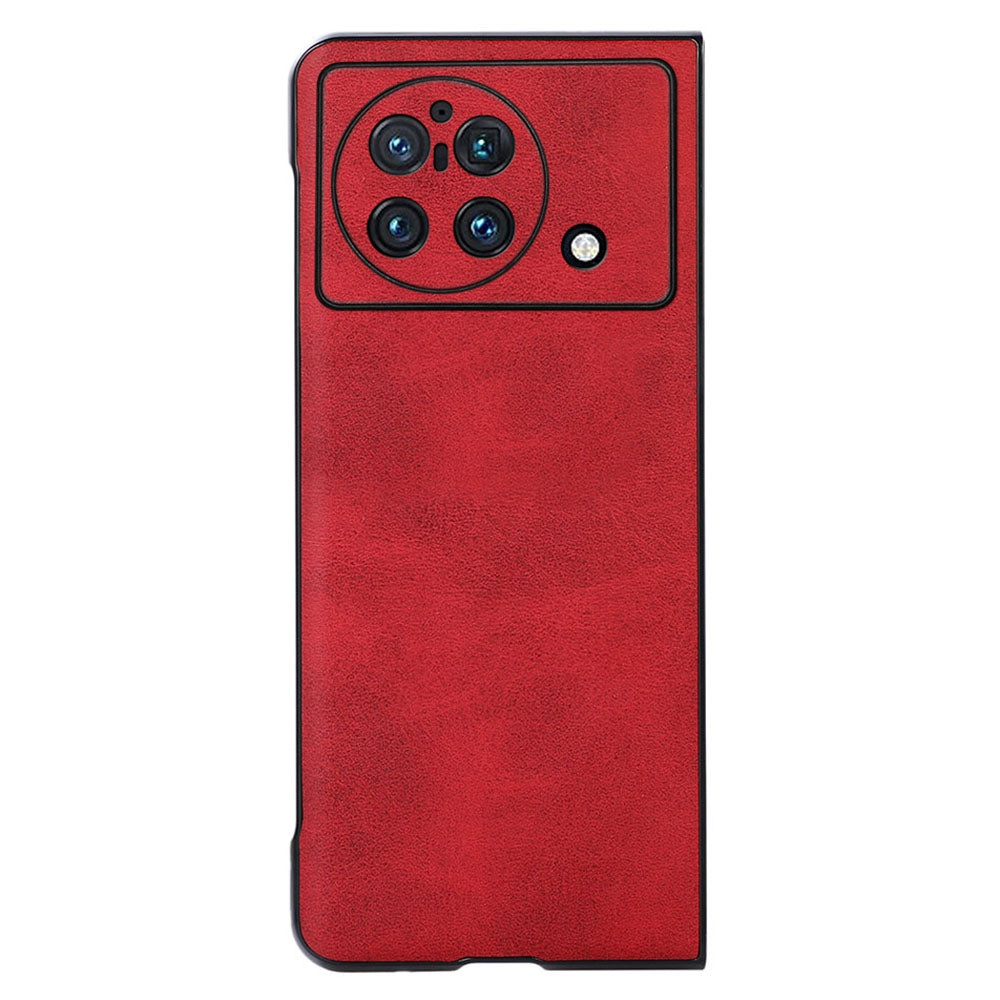 For vivo X Fold Textured PU Leather Coated Phone Case Shockproof TPU + PC Protective Cover - Red