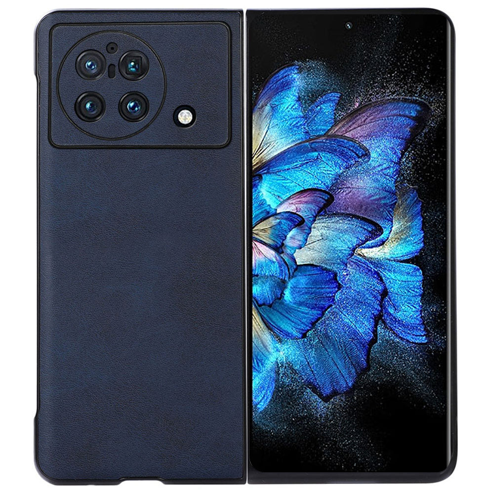 For vivo X Fold Textured PU Leather Coated Phone Case Shockproof TPU + PC Protective Cover - Blue