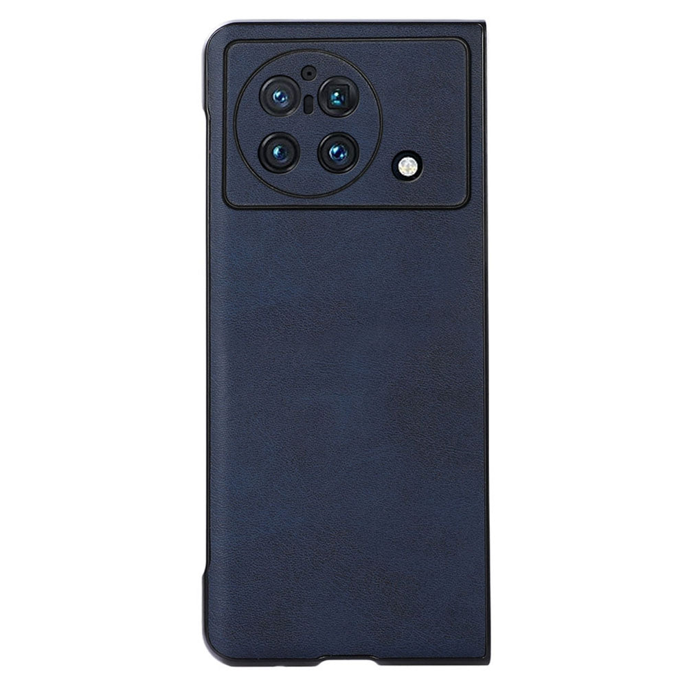 For vivo X Fold Textured PU Leather Coated Phone Case Shockproof TPU + PC Protective Cover - Blue