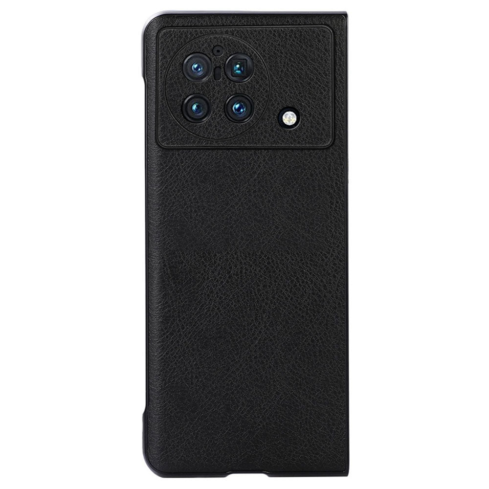 For vivo X Fold Anti-scratch Litchi Texture Cell Phone Case Precise Cutout PU Leather Coated PC Shell - Black