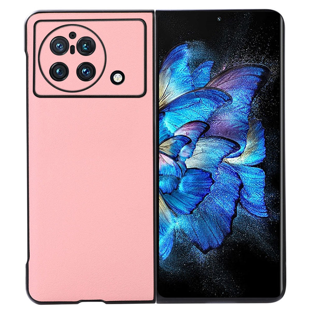 For vivo X Fold Anti-scratch Litchi Texture Cell Phone Case Precise Cutout PU Leather Coated PC Shell - Pink