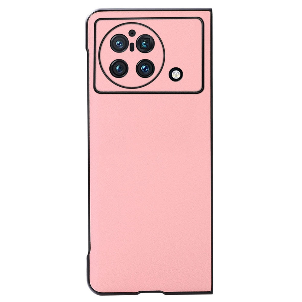 For vivo X Fold Anti-scratch Litchi Texture Cell Phone Case Precise Cutout PU Leather Coated PC Shell - Pink