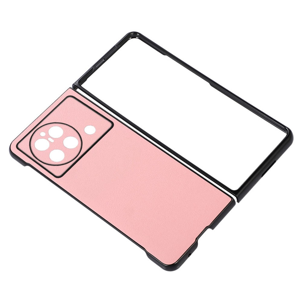 For vivo X Fold Anti-scratch Litchi Texture Cell Phone Case Precise Cutout PU Leather Coated PC Shell - Pink