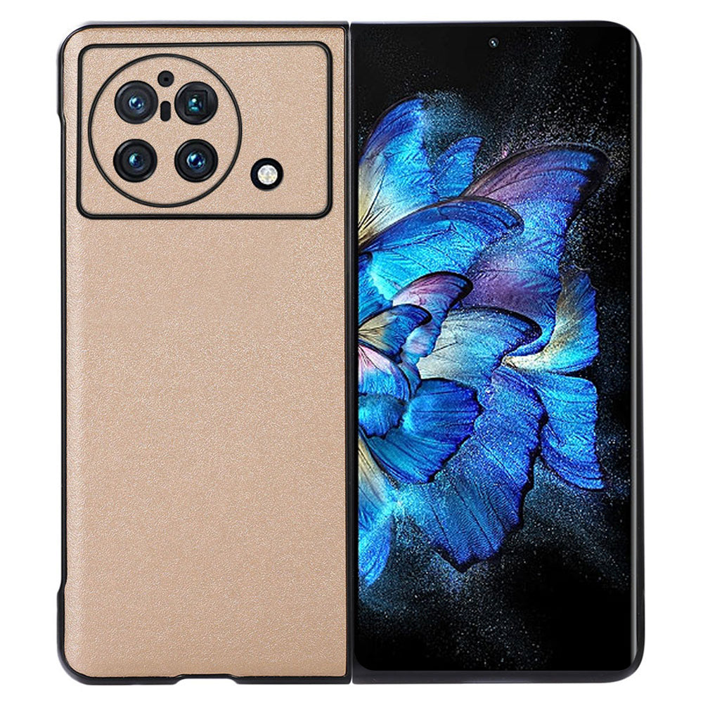 For vivo X Fold Anti-scratch Litchi Texture Cell Phone Case Precise Cutout PU Leather Coated PC Shell - Gold