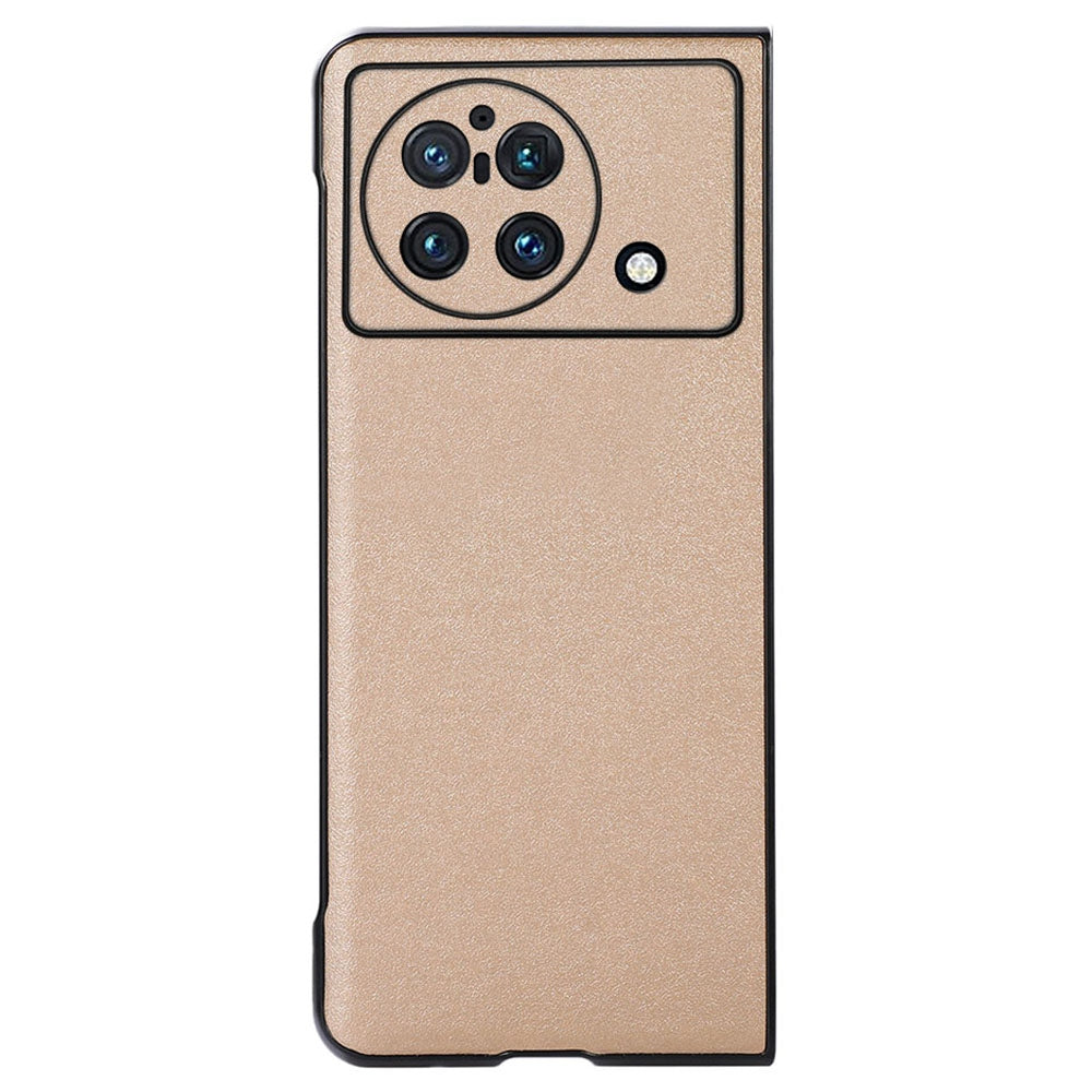 For vivo X Fold Anti-scratch Litchi Texture Cell Phone Case Precise Cutout PU Leather Coated PC Shell - Gold