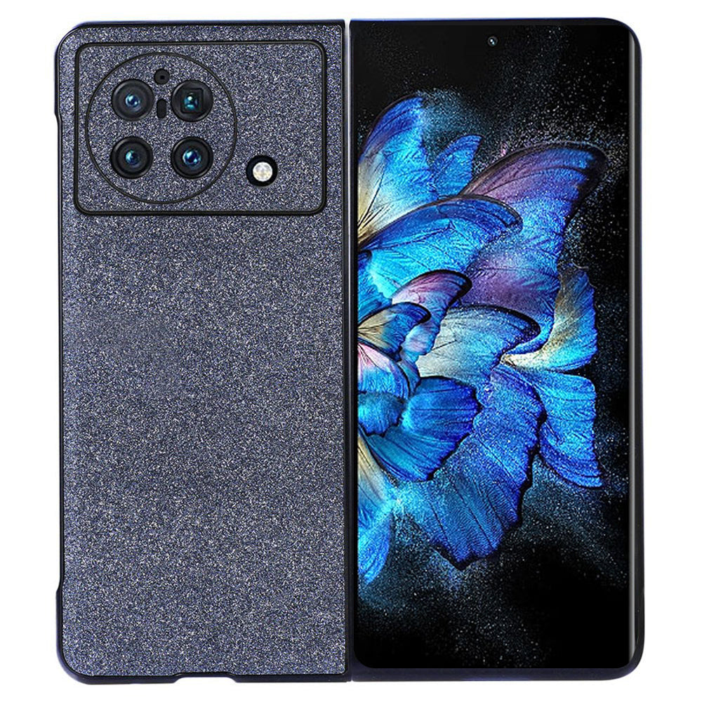 For vivo X Fold Glitter Sequins Anti-fall Cell Phone Case Precise Cutout PU Leather Coated PC Cover - Black