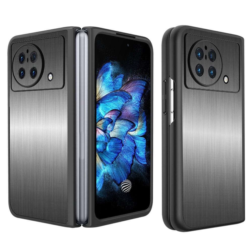 For vivo X Fold Stainless Steel + PC Hybrid Case Anti-drop Protection Phone Cover - Brushed/Black