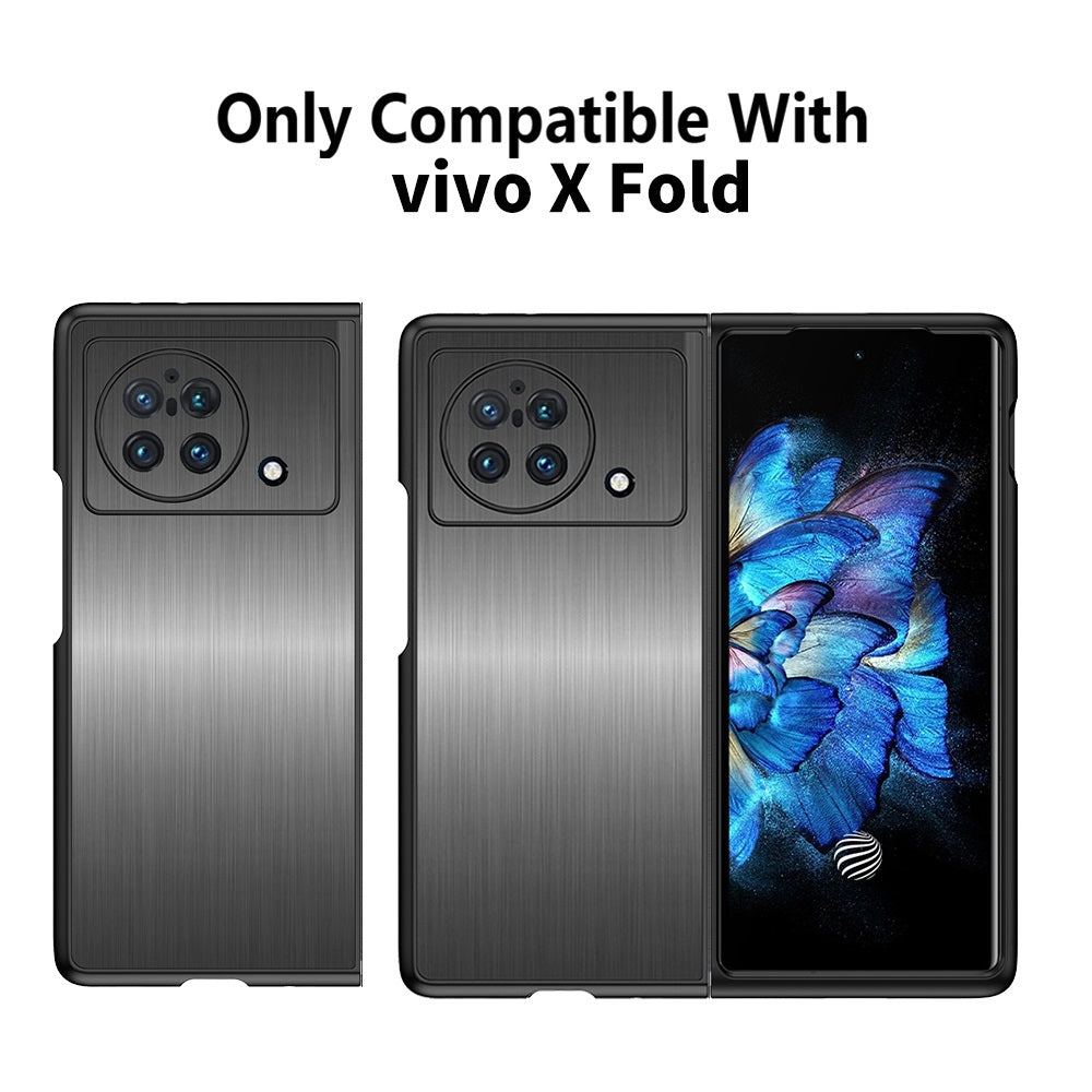 For vivo X Fold Stainless Steel + PC Hybrid Case Anti-drop Protection Phone Cover - Brushed/Black