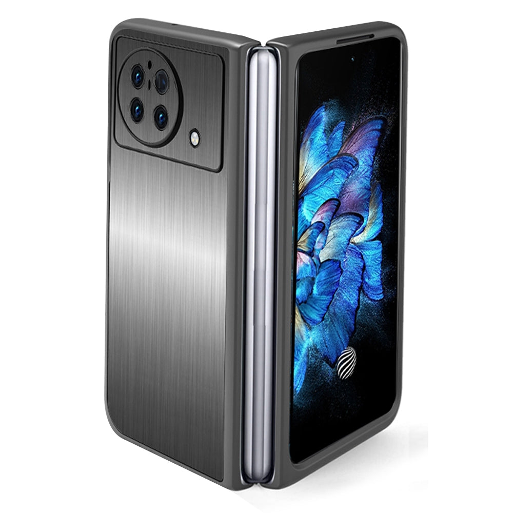 For vivo X Fold Stainless Steel + PC Hybrid Case Anti-drop Protection Phone Cover - Brushed/Black