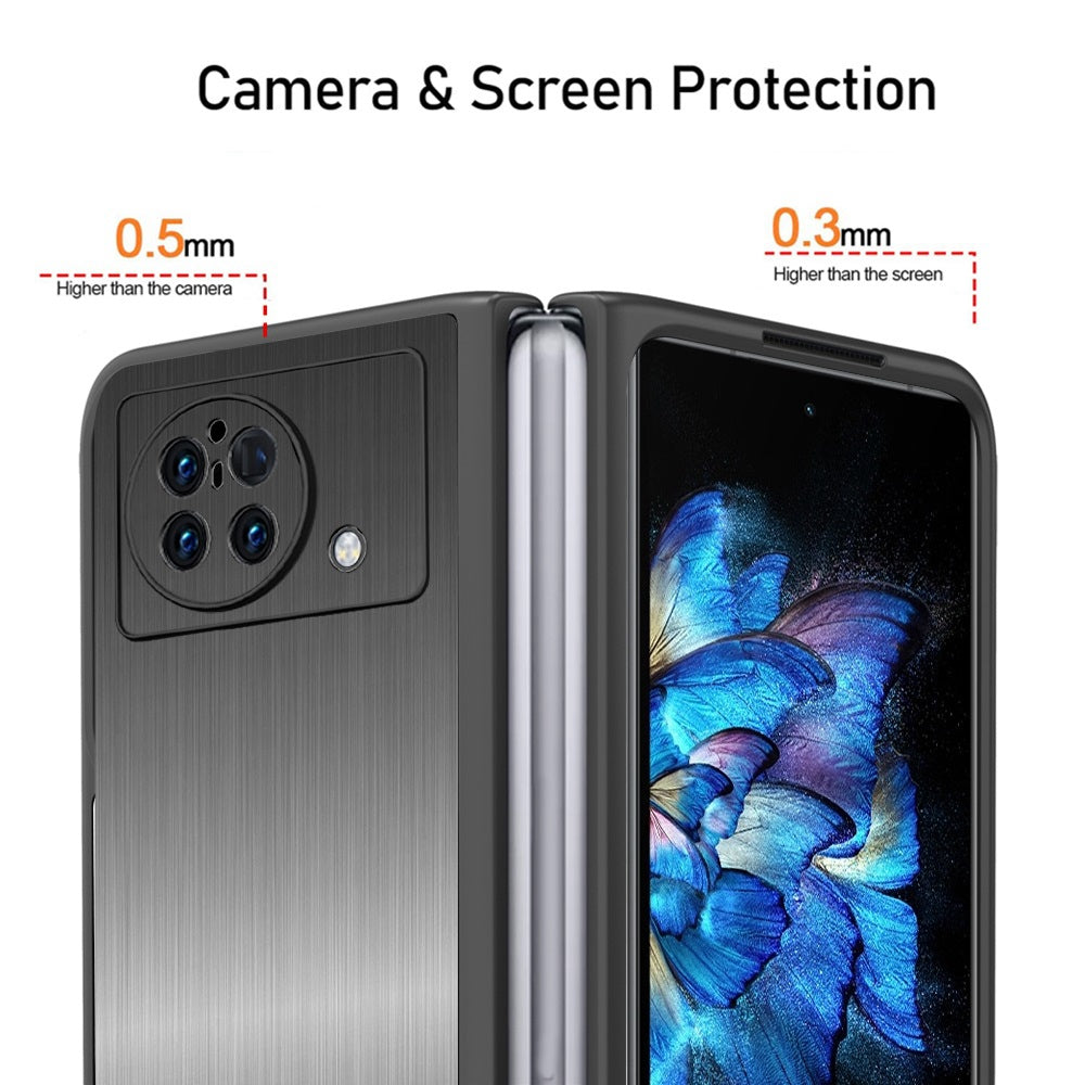 For vivo X Fold Stainless Steel + PC Hybrid Case Anti-drop Protection Phone Cover - Brushed/Black