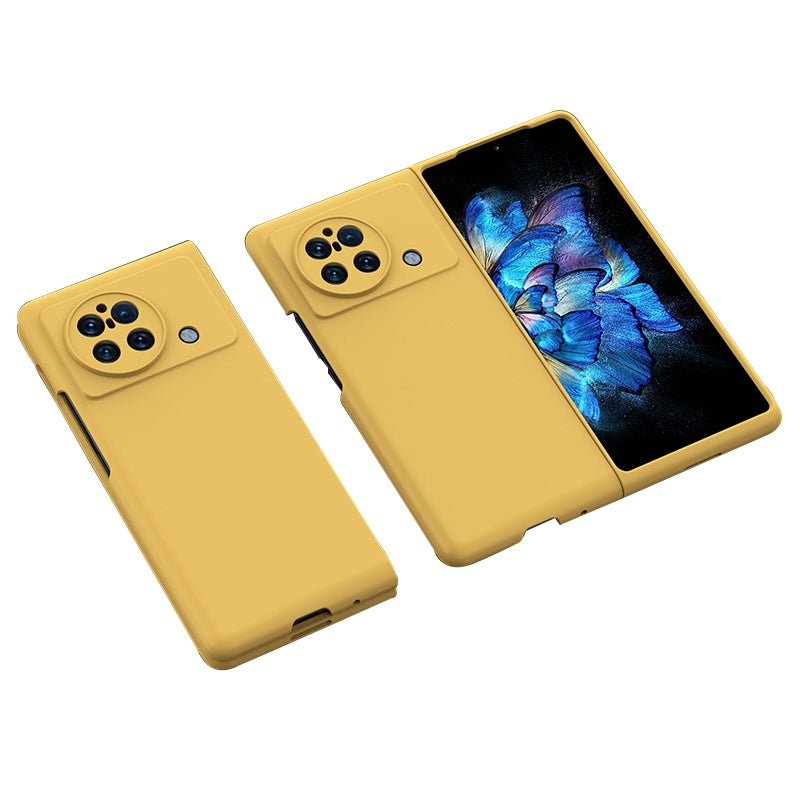 For vivo X Fold Matte Anti-Fingerprint Case Skin-touch Hard PC Ultra Thin Phone Cover with Rubberized Finish Coating Grip - Yellow