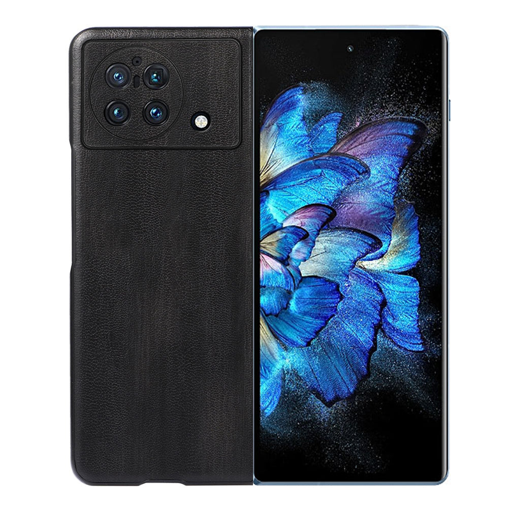 Textured PU Leather Coated Hybrid Case for vivo X Fold, 180-Degree Folio Folding Mobile Phone Cover Accessory - Black