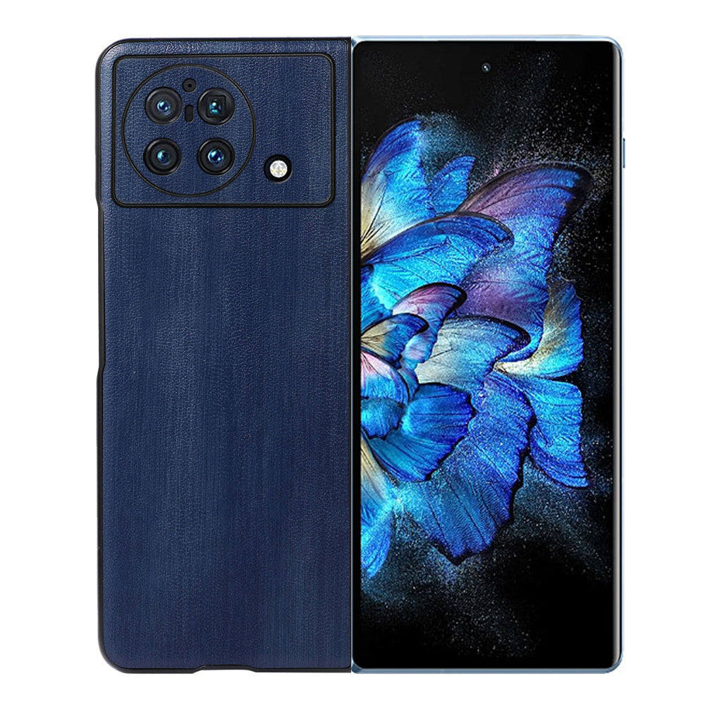 Textured PU Leather Coated Hybrid Case for vivo X Fold, 180-Degree Folio Folding Mobile Phone Cover Accessory - Blue