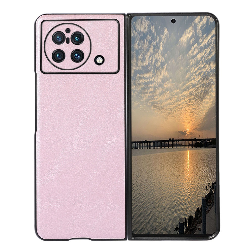 Textured PU Leather Coated Hybrid Case for vivo X Fold, Slim and Lightweight Folio Flip Folding Phone Cover Accessory - Pink