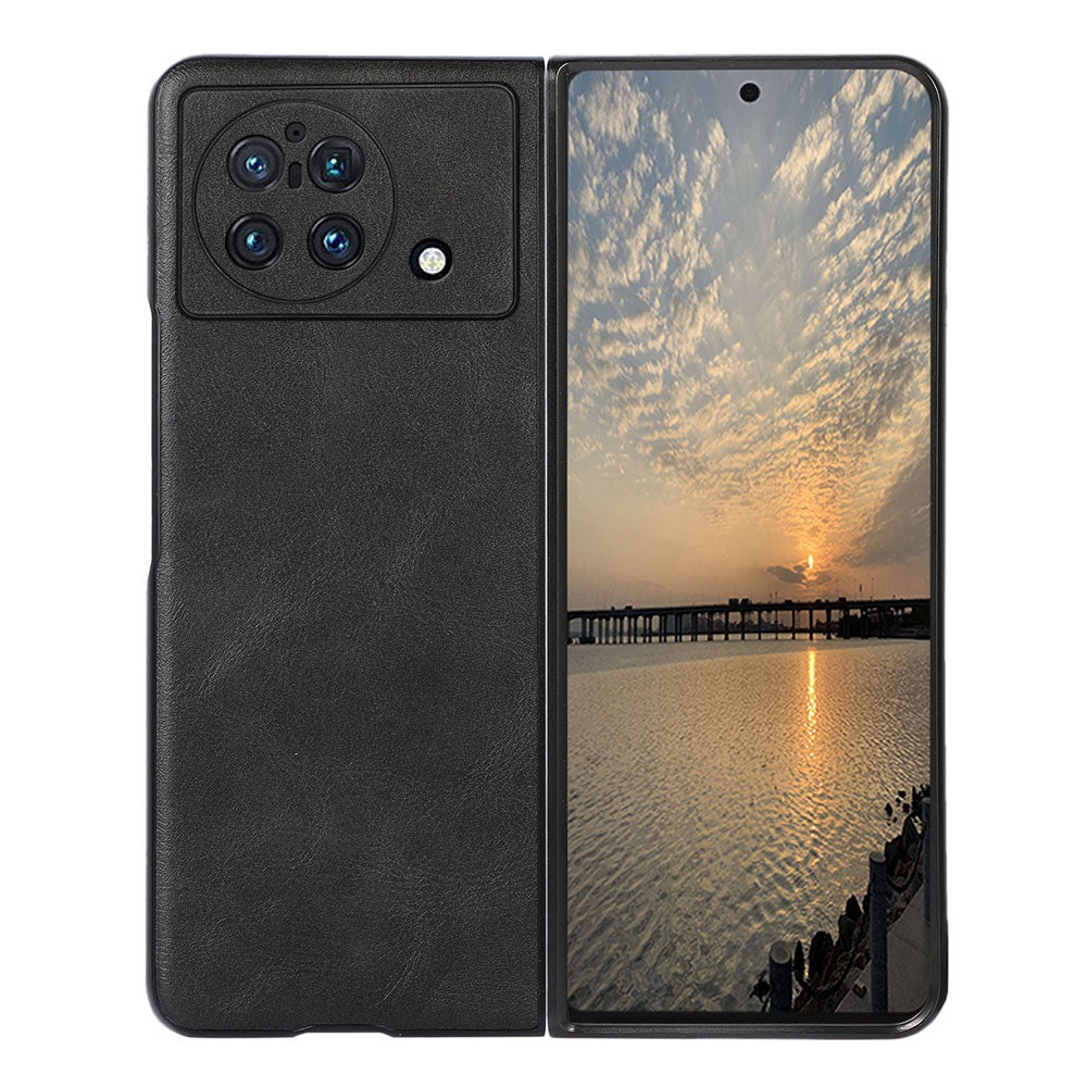 Textured PU Leather Coated Hybrid Case for vivo X Fold, Slim and Lightweight Folio Flip Folding Phone Cover Accessory - Black