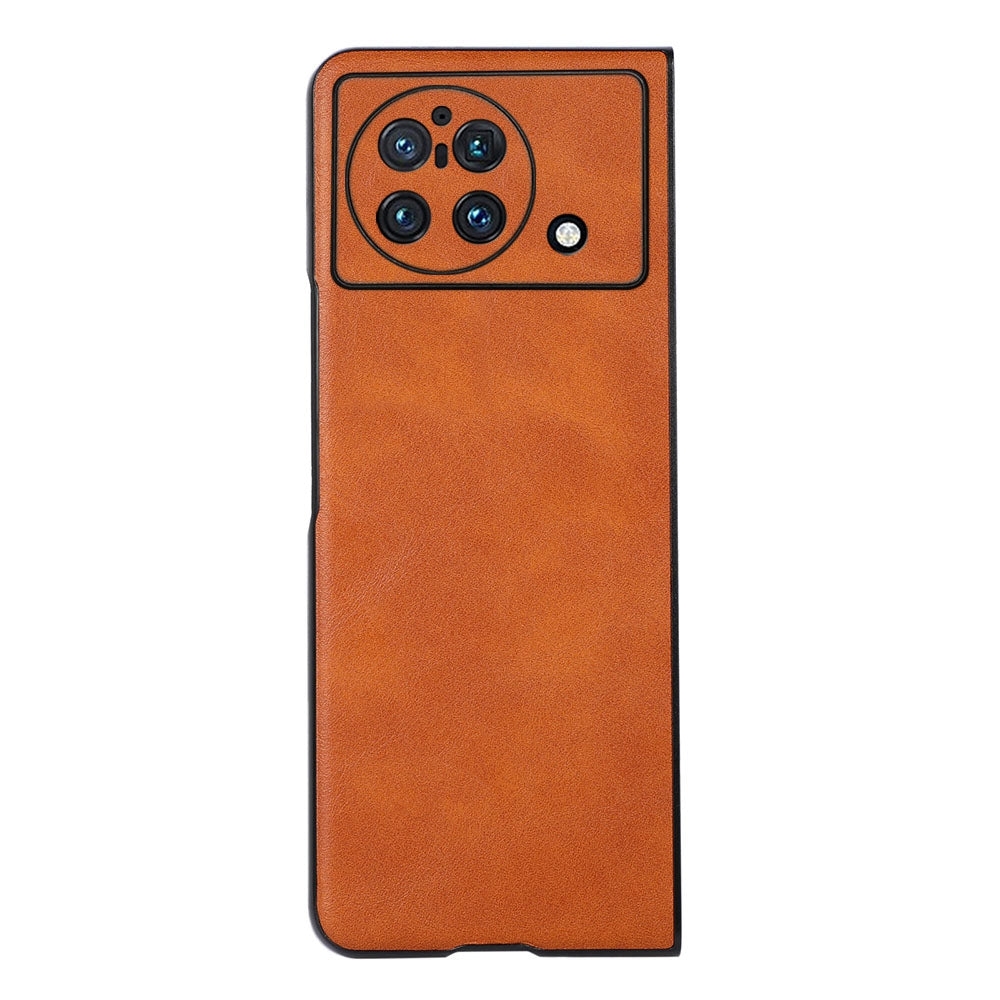 Textured PU Leather Coated Hybrid Case for vivo X Fold, Slim and Lightweight Folio Flip Folding Phone Cover Accessory - Brown