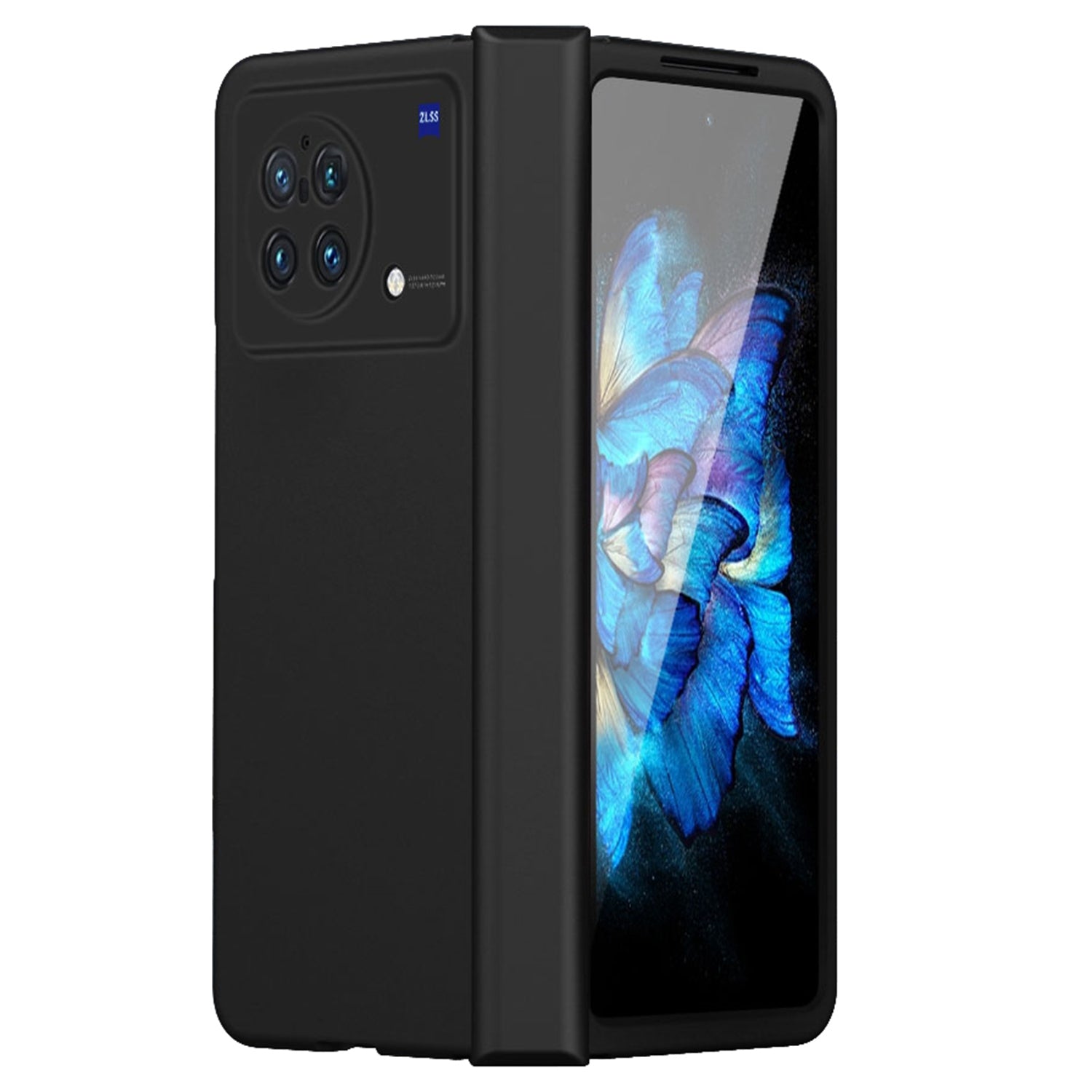 For vivo X Fold Hinge Protection Case Hard PC Comfortable Feel Fingerprint-Free All-Inclusive Folding Cover - Black