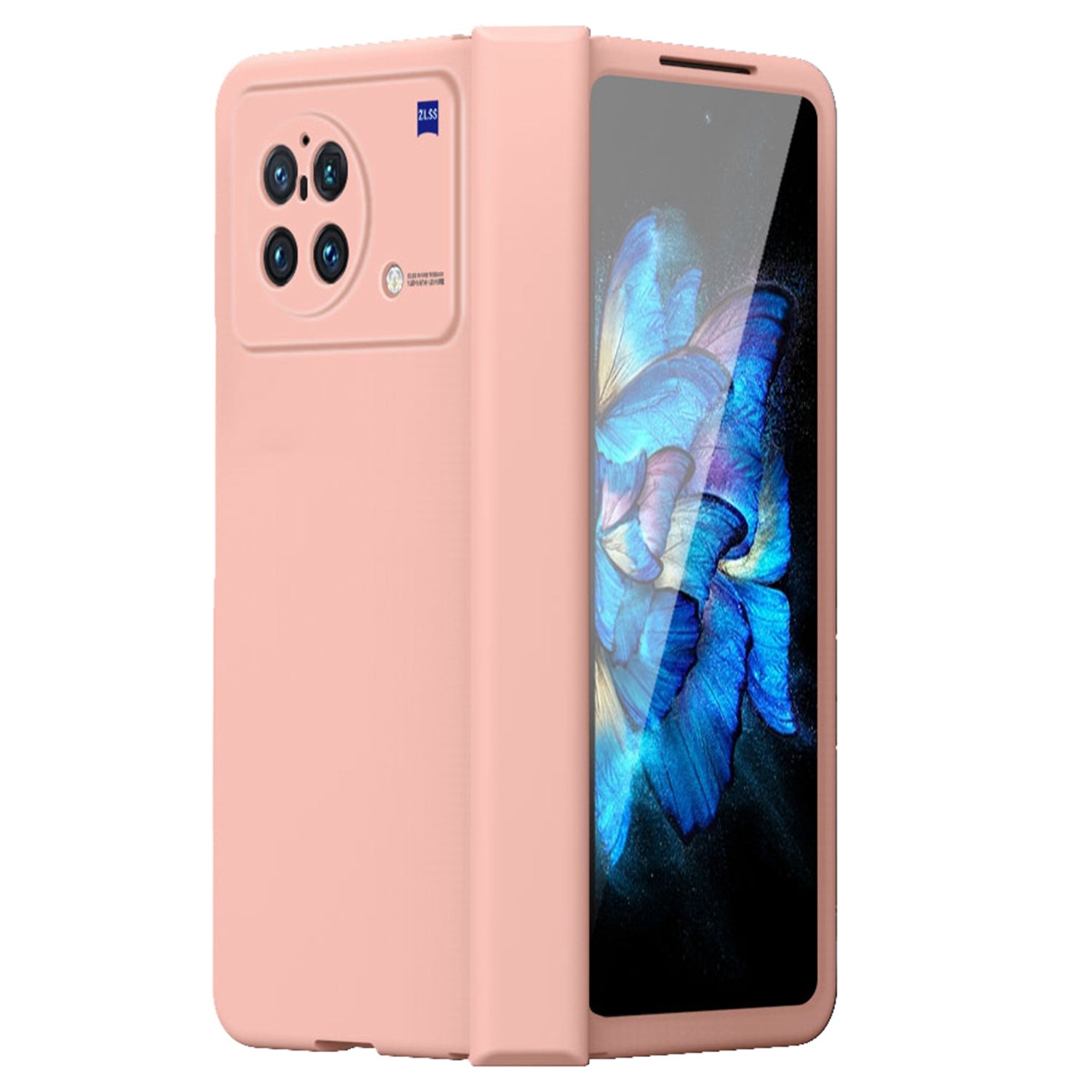 For vivo X Fold Hinge Protection Case Hard PC Comfortable Feel Fingerprint-Free All-Inclusive Folding Cover - Pink