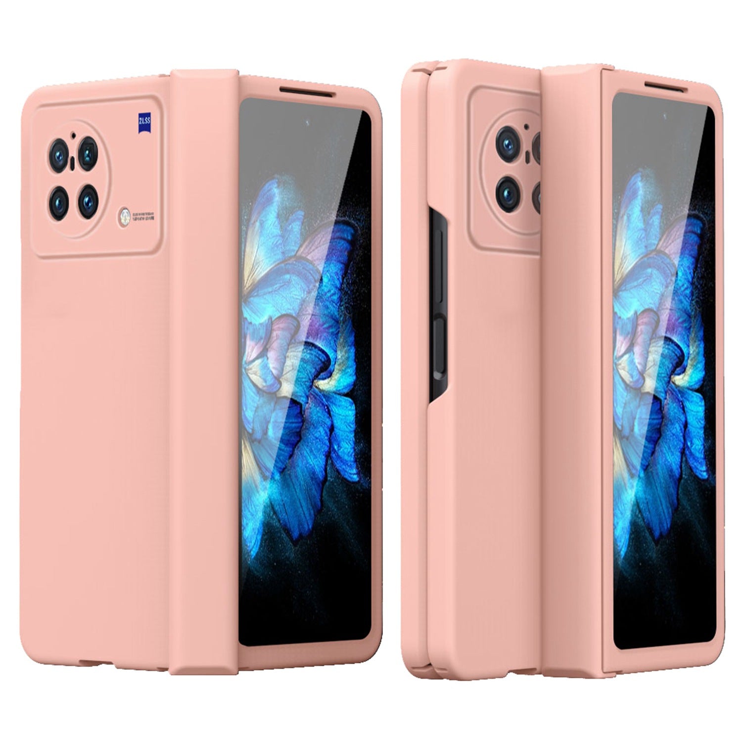 For vivo X Fold Hinge Protection Case Hard PC Comfortable Feel Fingerprint-Free All-Inclusive Folding Cover - Pink