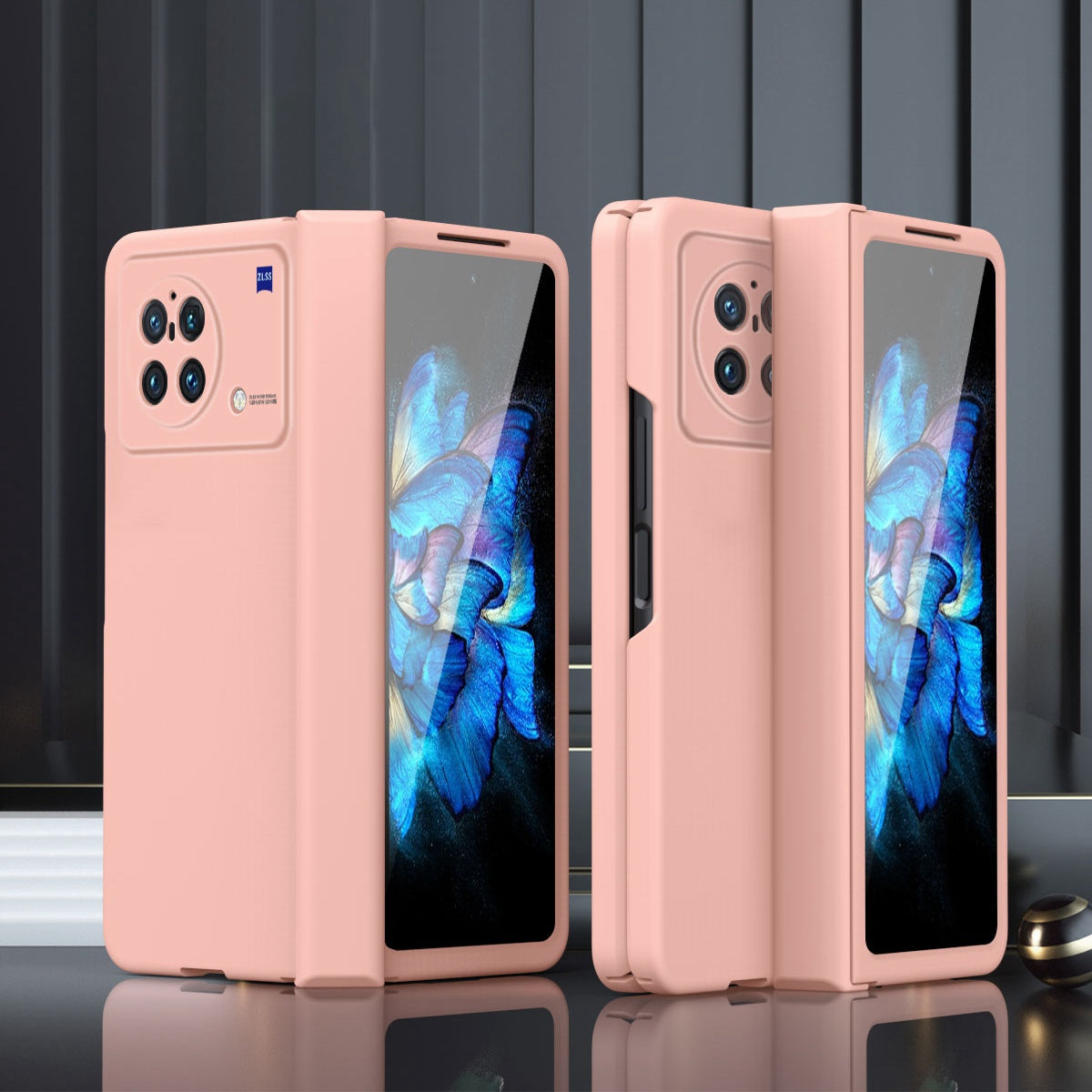 For vivo X Fold Hinge Protection Case Hard PC Comfortable Feel Fingerprint-Free All-Inclusive Folding Cover - Pink