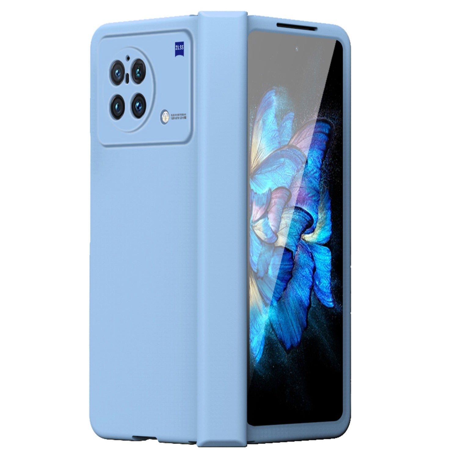 For vivo X Fold Hinge Protection Case Hard PC Comfortable Feel Fingerprint-Free All-Inclusive Folding Cover - Blue