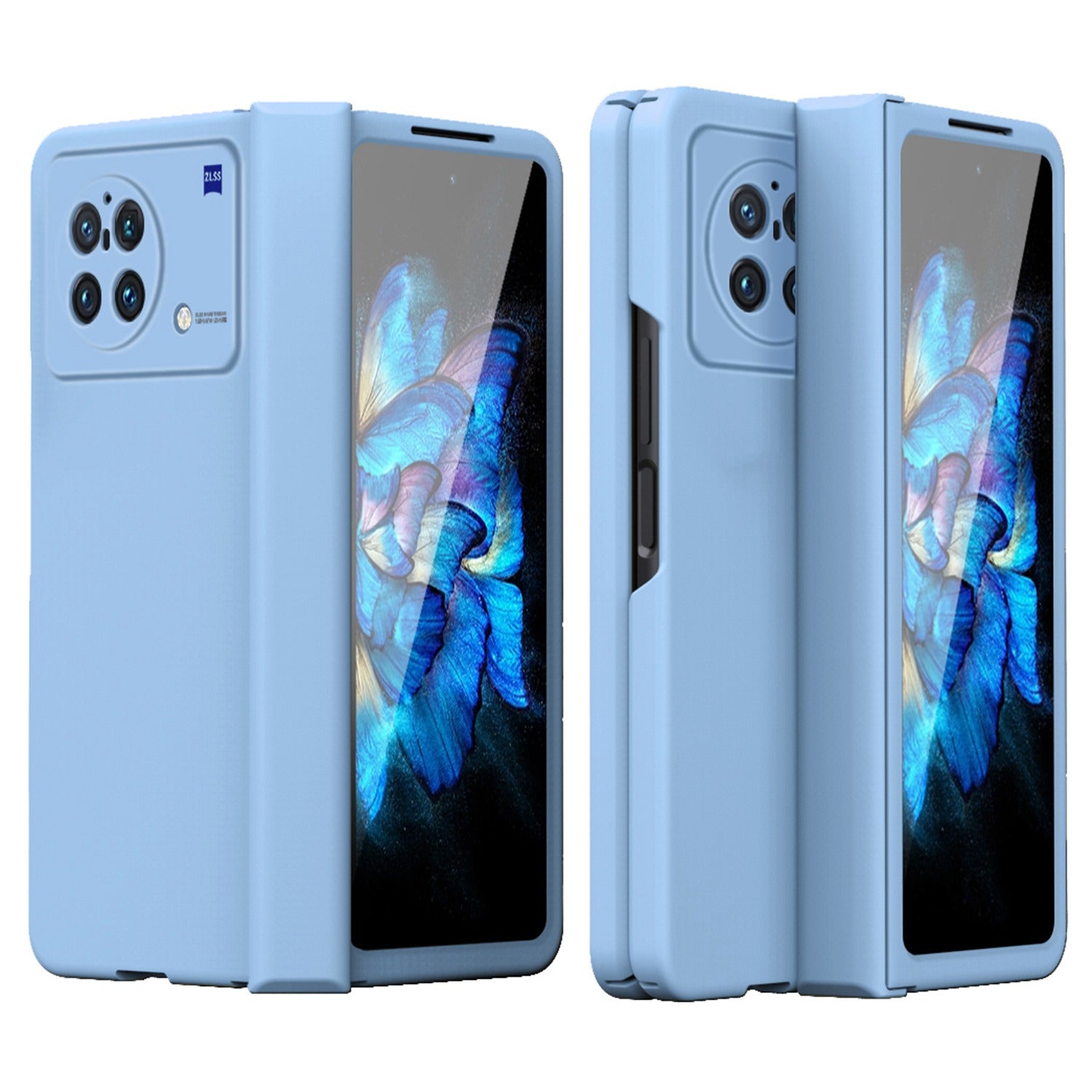 For vivo X Fold Hinge Protection Case Hard PC Comfortable Feel Fingerprint-Free All-Inclusive Folding Cover - Blue