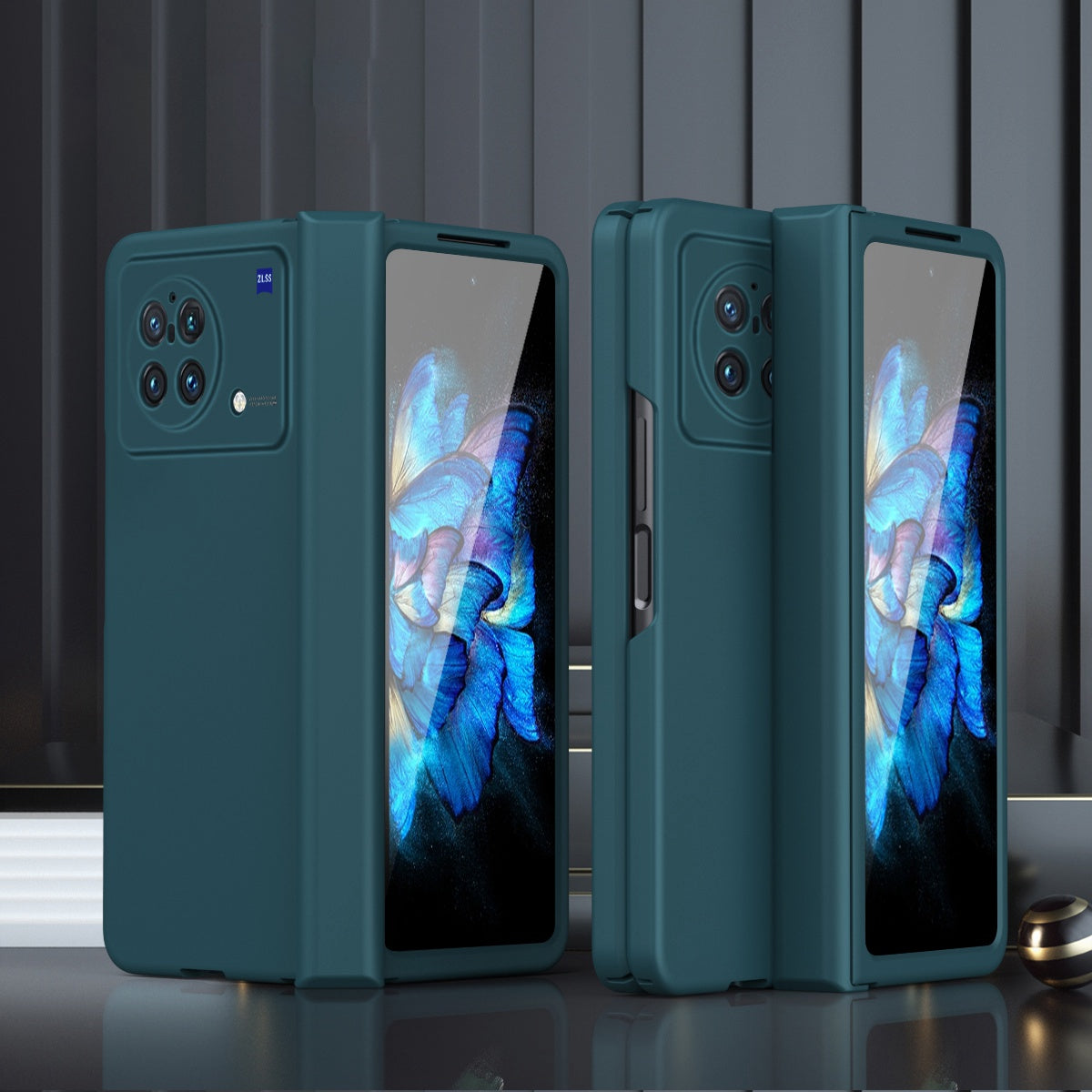 For vivo X Fold Hinge Protection Case Hard PC Comfortable Feel Fingerprint-Free All-Inclusive Folding Cover - Green