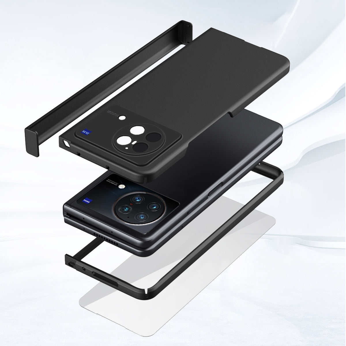 For vivo X Fold Hinge Protection Case Hard PC Comfortable Feel Fingerprint-Free All-Inclusive Folding Cover - Transparent