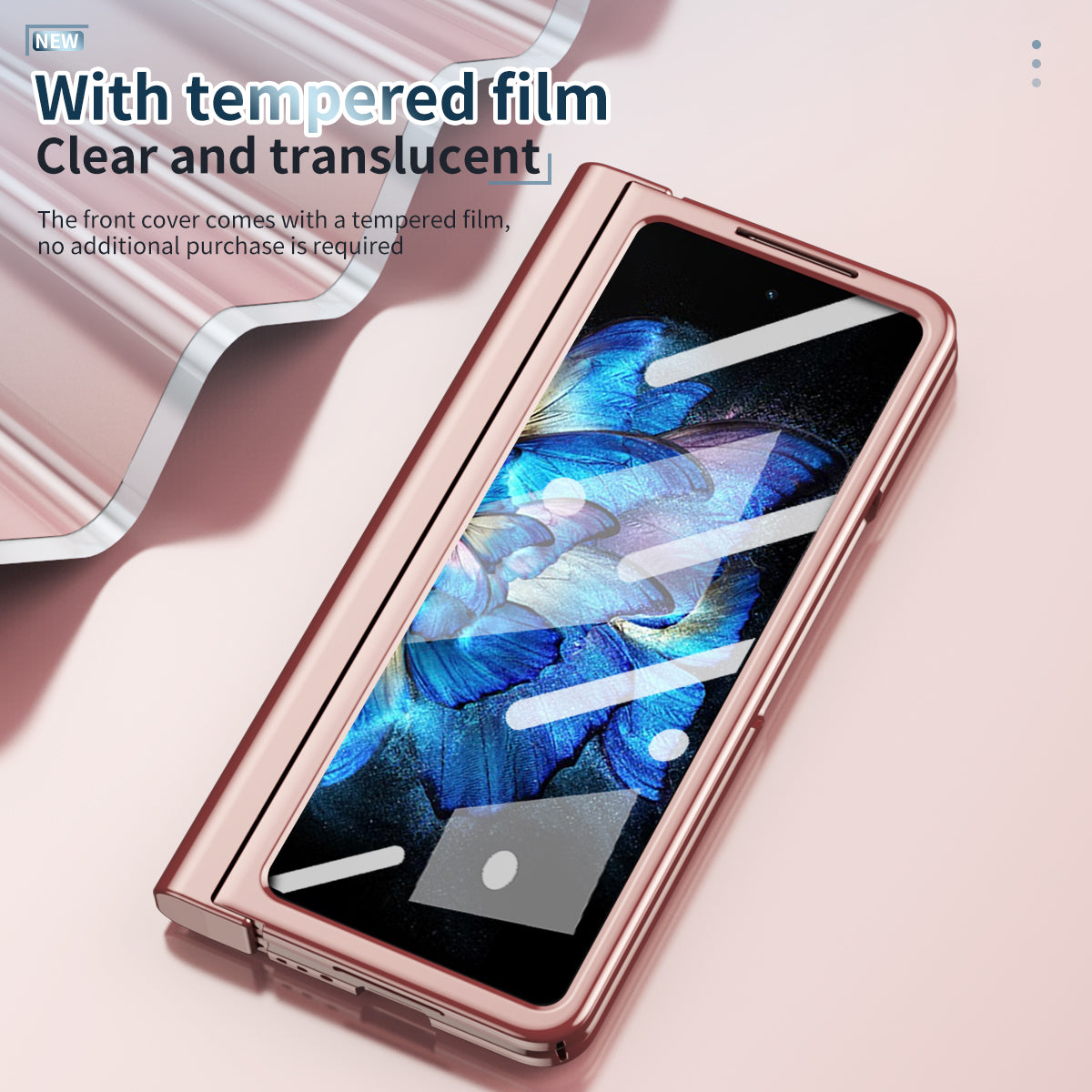For vivo X Fold Tempered Glass Film Electroplating Phone Case Pen Slot Hinge Folding Hard PC Cover with Stylus Pen - Pink